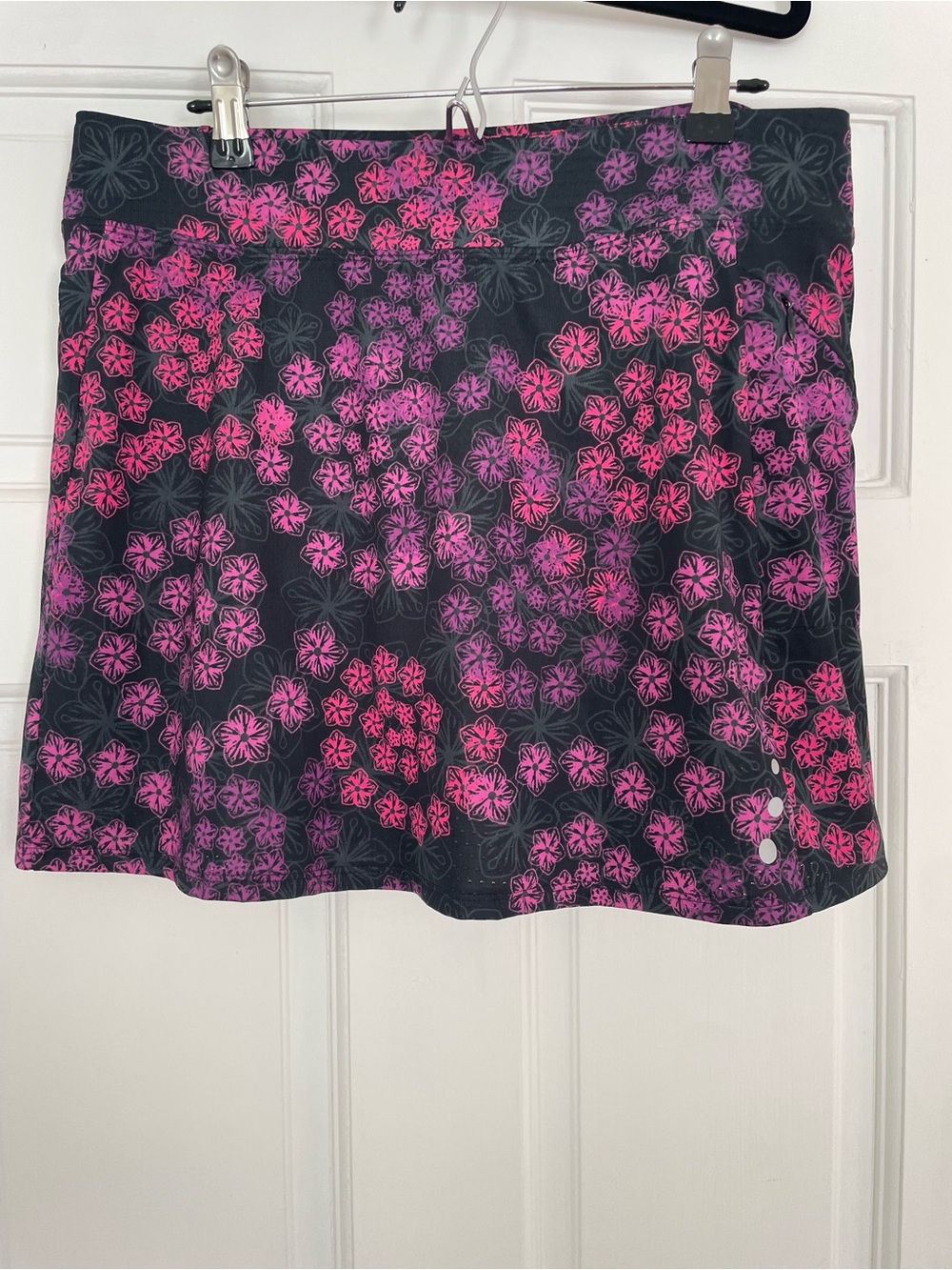 L.L. Bean Black Athletic Skort with Pink & Purple Floral Print- Size S